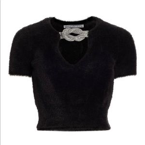 NWT Alexander Wang Crystal Knot Knit V-Neck Top